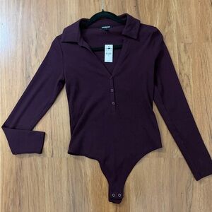 Express Purple Long Sleeve Bodysuit